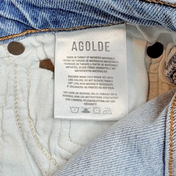 AGOLDE Nico High Rise Straight Leg Jeans‎ Light Wash Distressed Raw Hem Size 25 - Picture 8 of 16